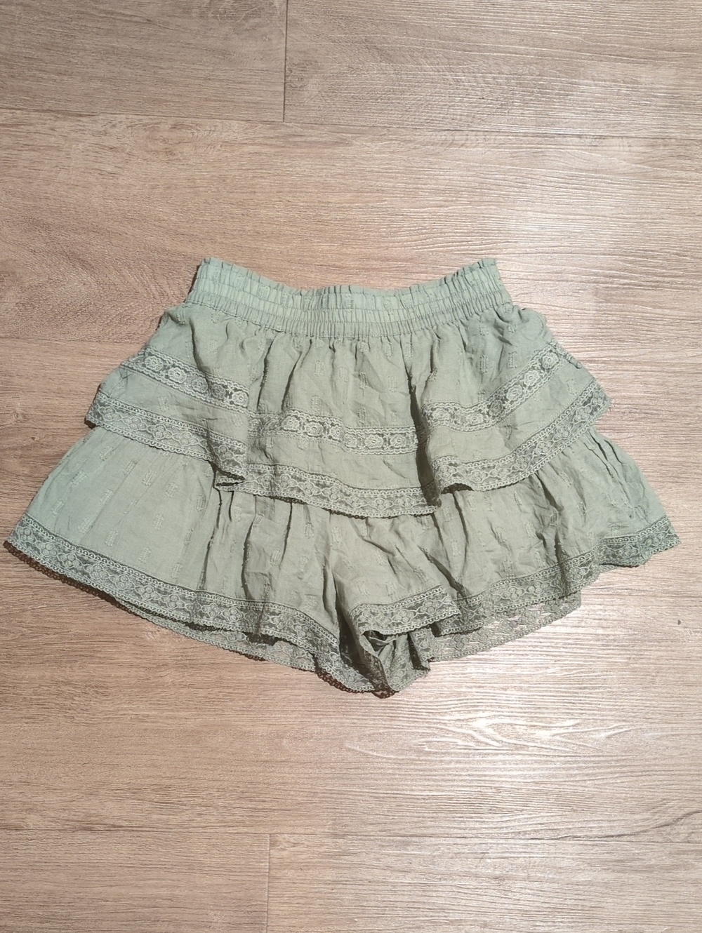 Altar'd State Sage Green Tiered Ruffle Skort